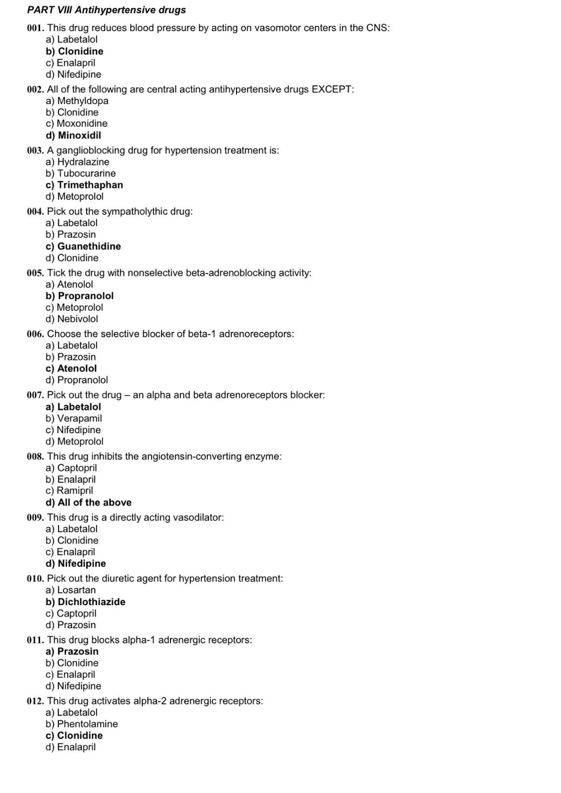 غلاف تقرير PART VIII Antihypertensive drugs