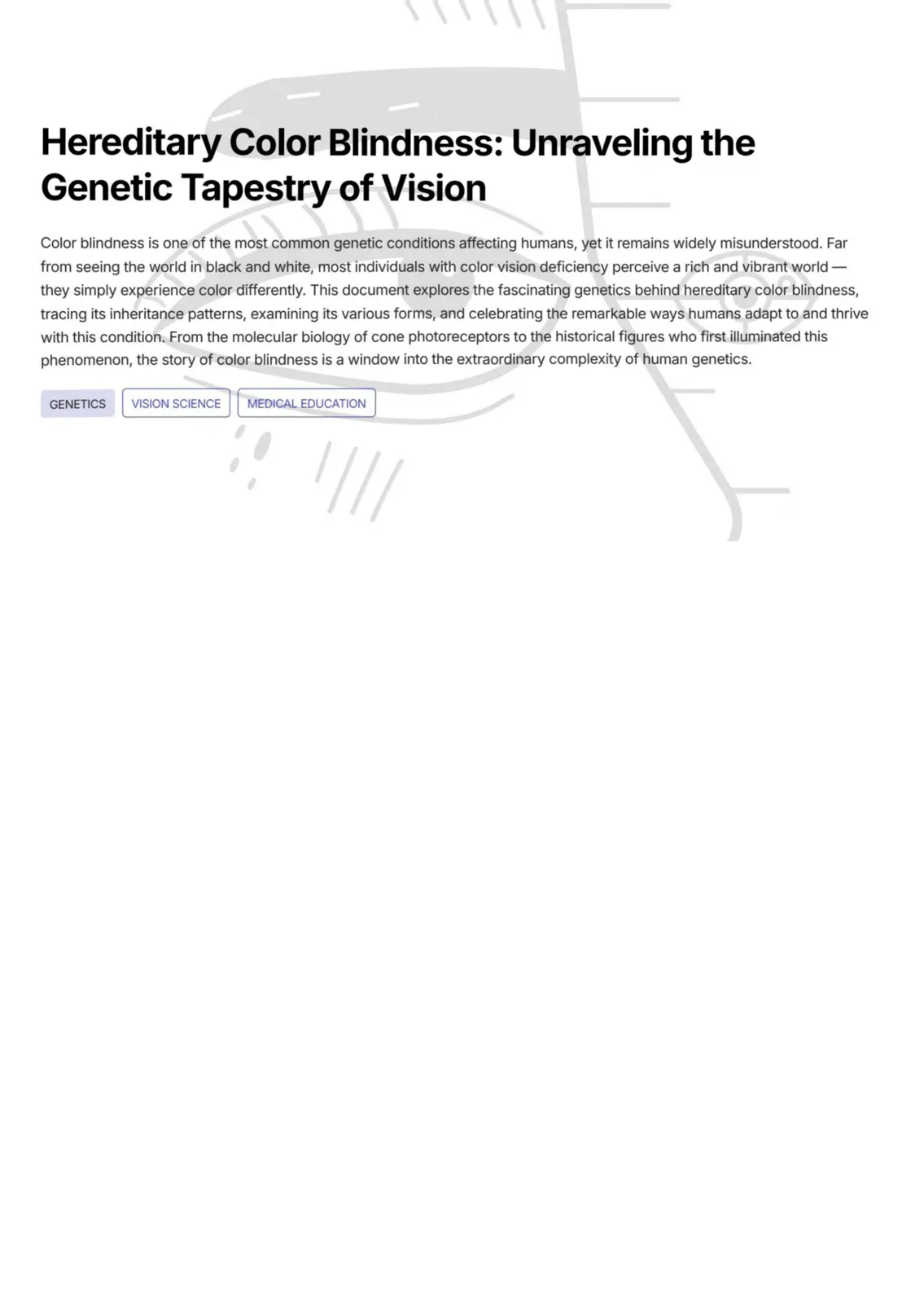 غلاف تقرير Hereditary Color Blindness: Unraveling the Genetic Tapestry of Vision