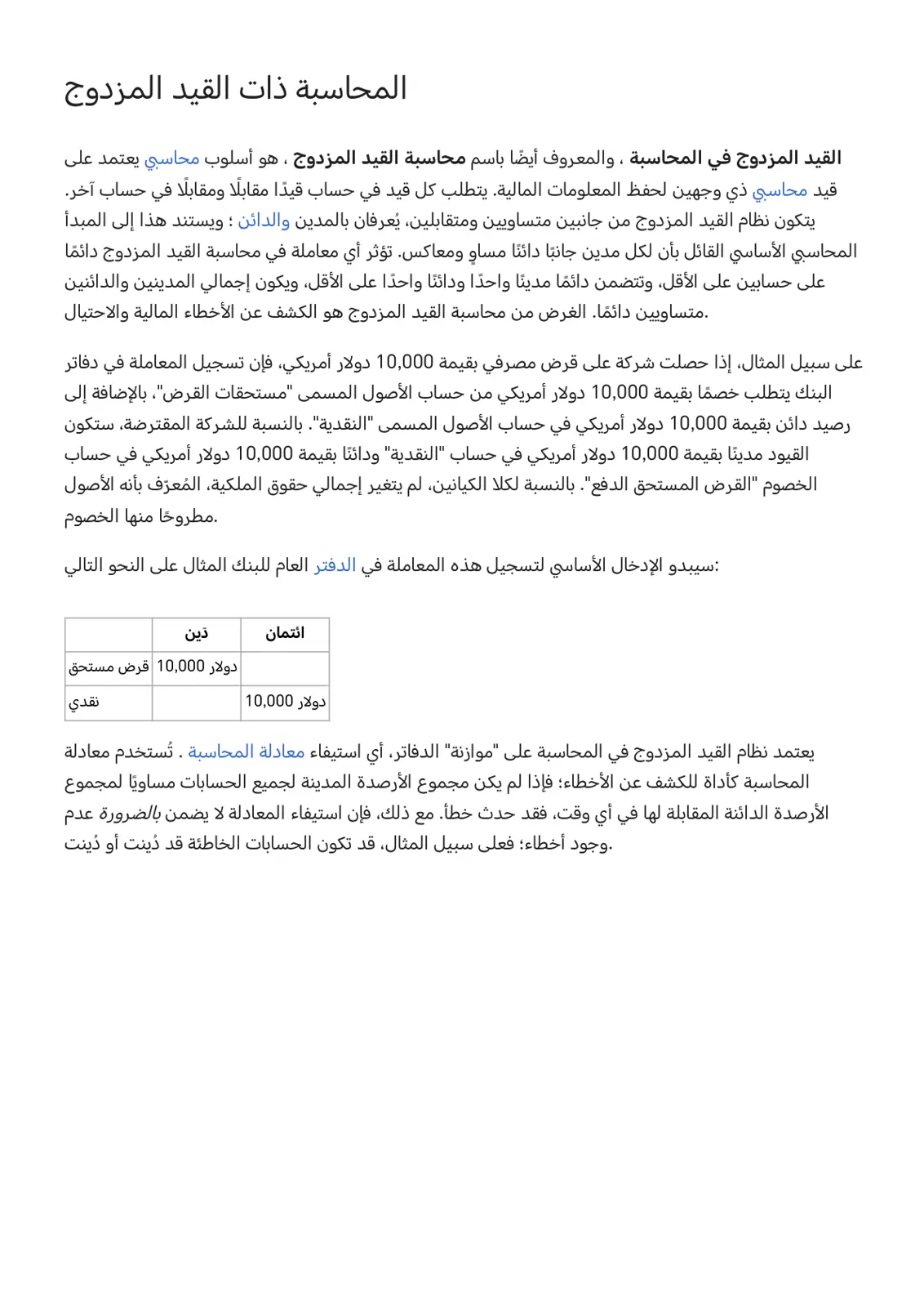 غلاف تقرير المحاسبة ذات القيد المزدوج