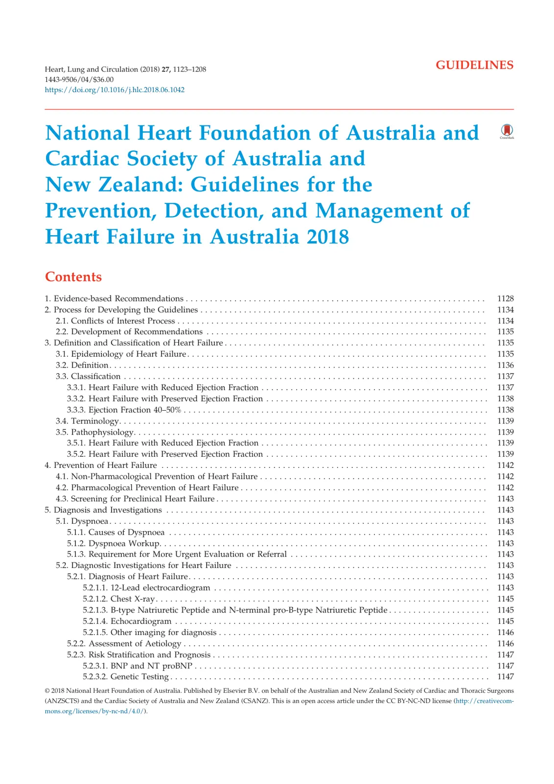 غلاف تقرير Guidelines for the Prevention, Detection, and Management of Heart Failure in Australia 2018