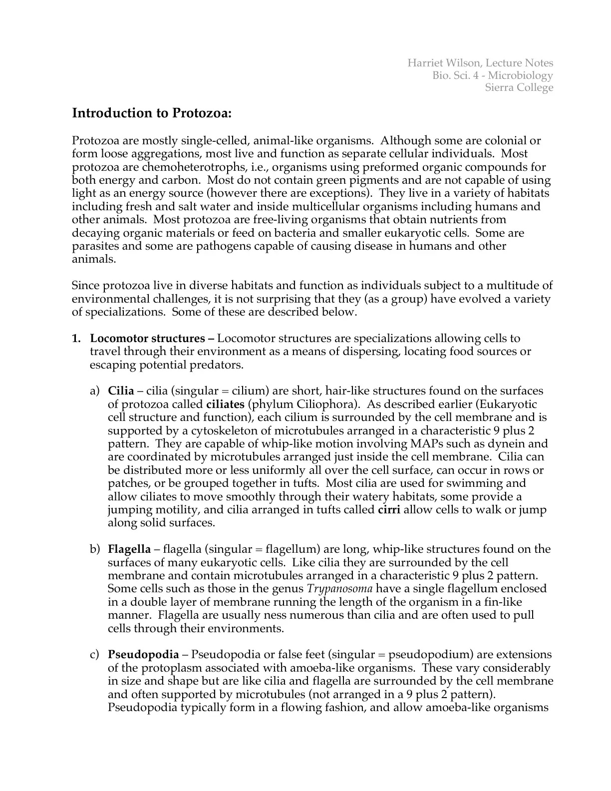 غلاف تقرير Introduction to Protozoa: Lecture Notes
