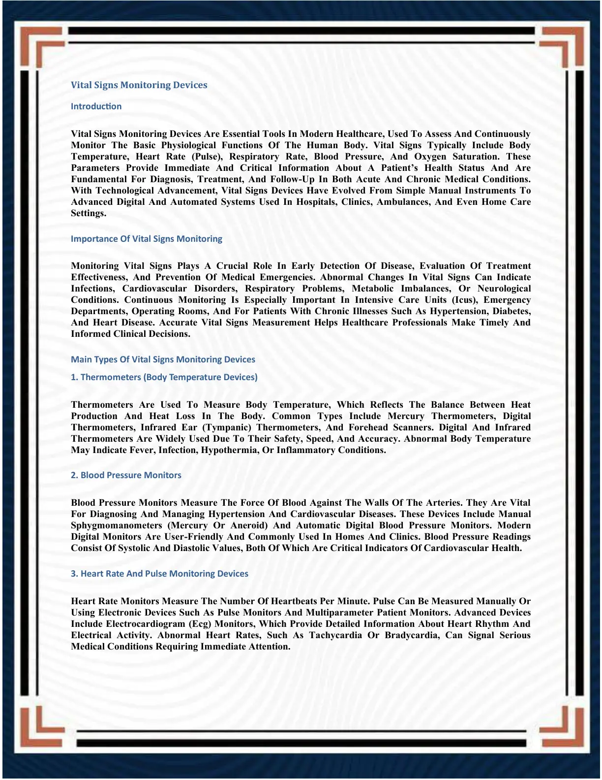 غلاف تقرير Vital Signs Monitoring Devices