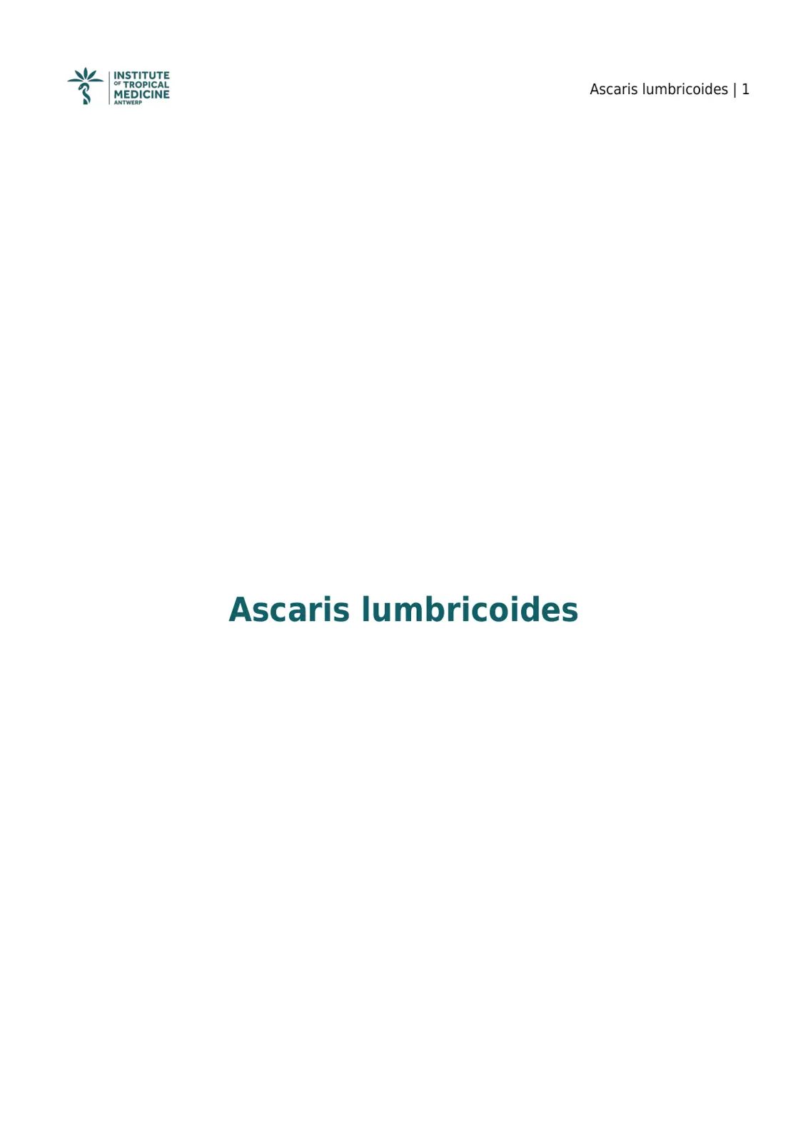 غلاف تقرير Ascaris lumbricoides