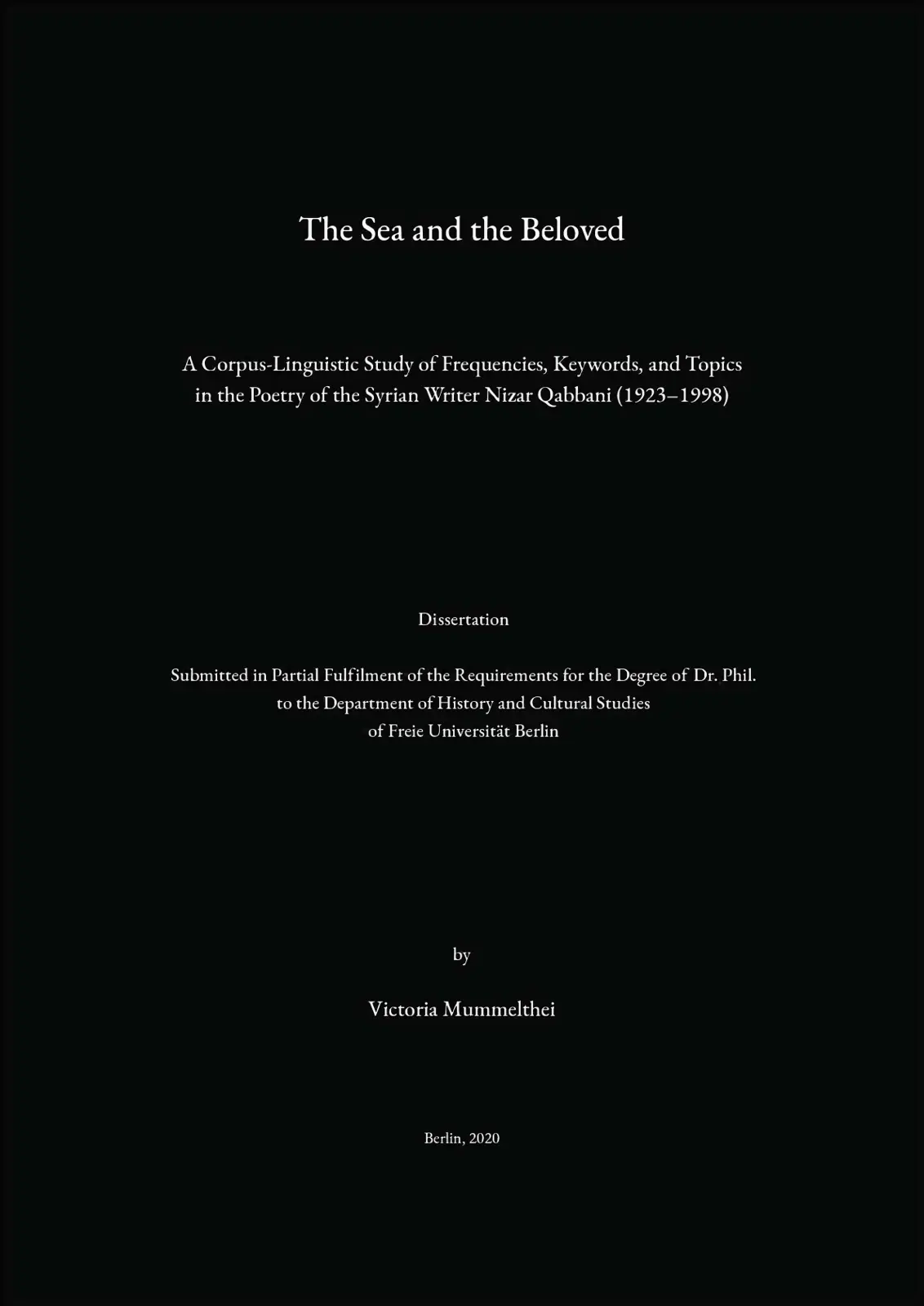 غلاف تقرير The Sea and the Beloved: A Corpus-Linguistic Study of Nizar Qabbani