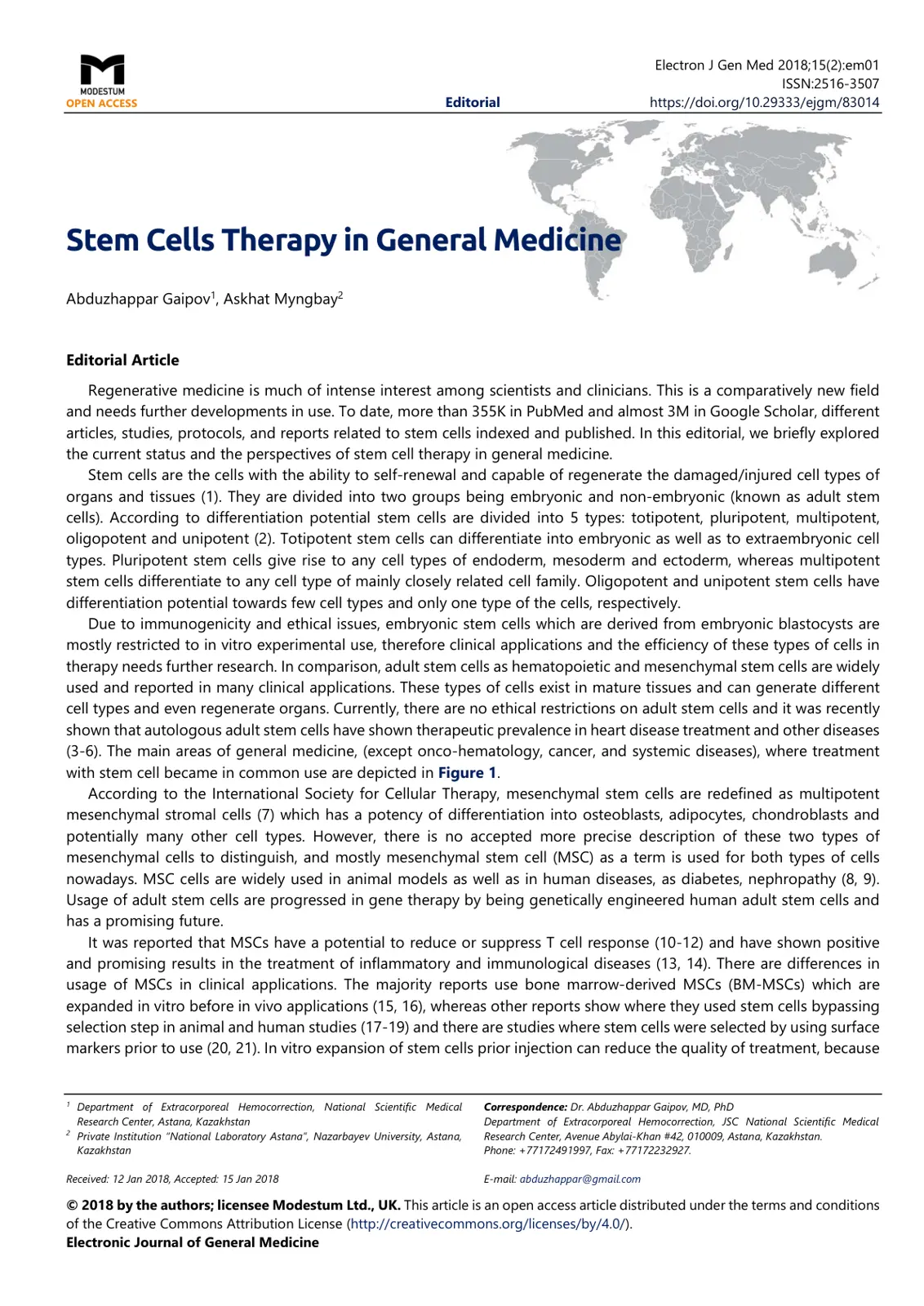 غلاف تقرير Stem Cells Therapy in General Medicine