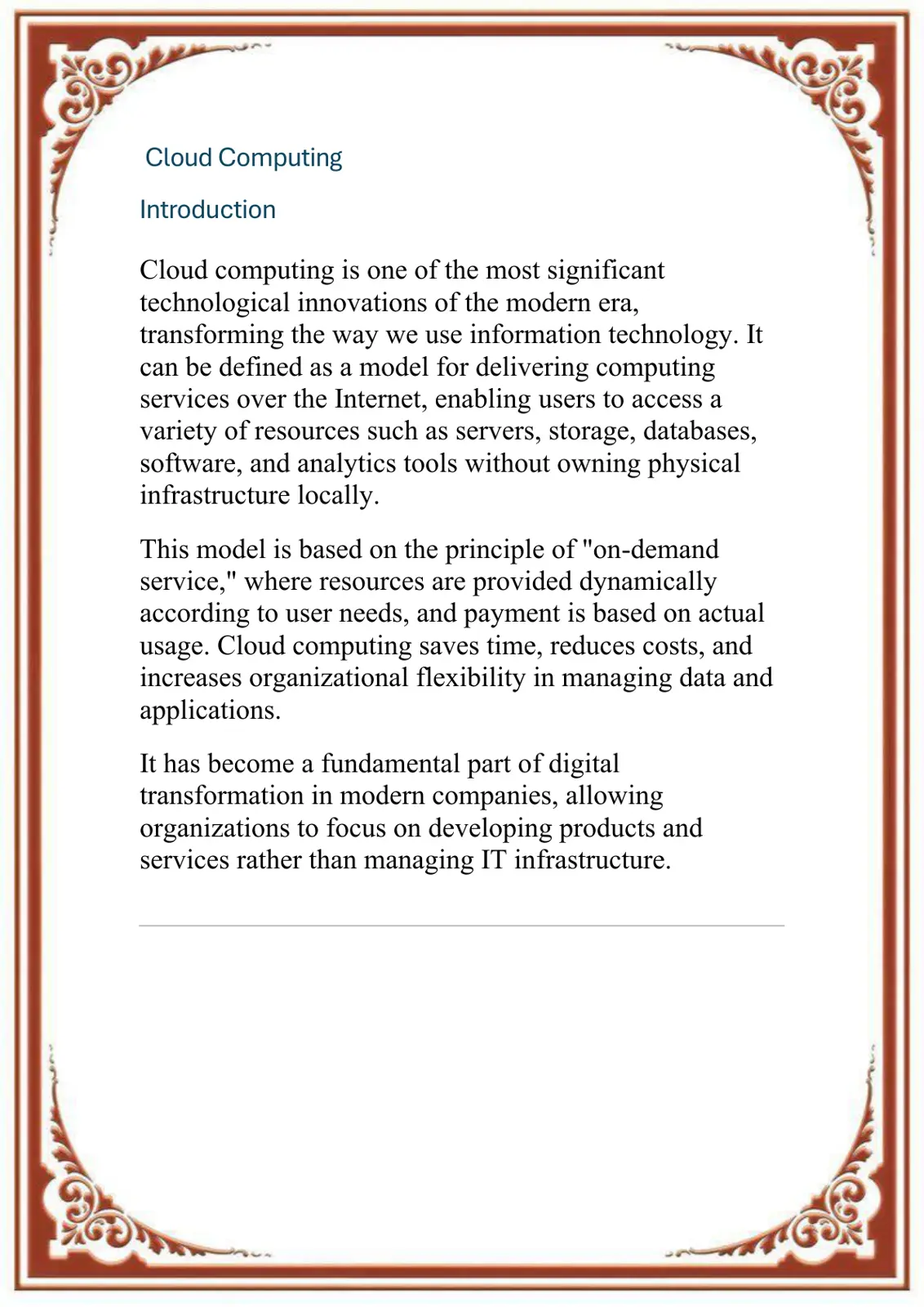 غلاف تقرير Cloud Computing