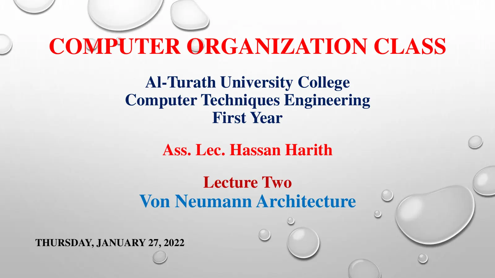غلاف تقرير Lecture Two: Von Neumann Architecture