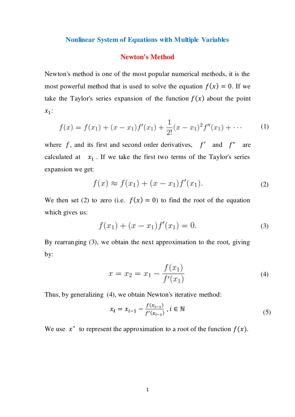 غلاف تقرير Newton's Method