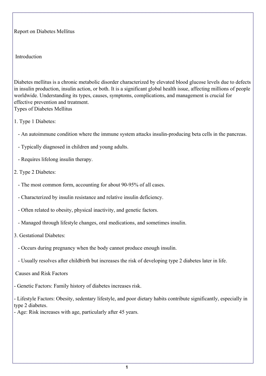 غلاف تقرير Report on Diabetes Mellitus