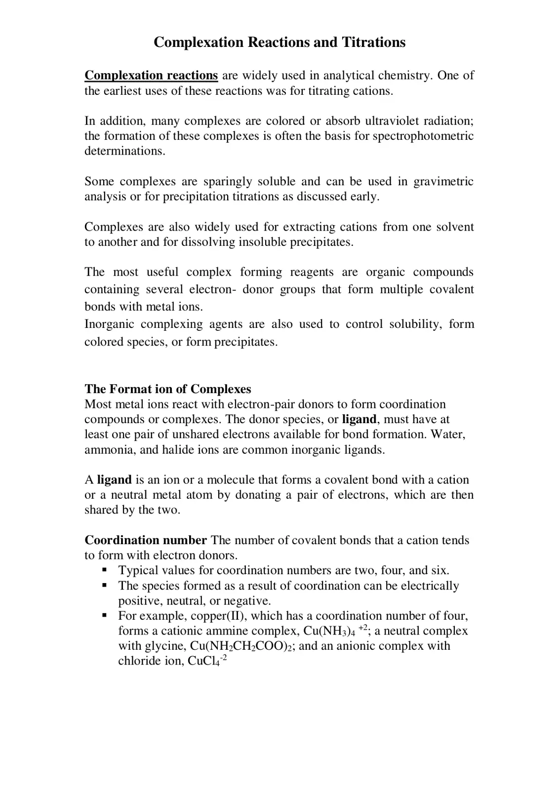 غلاف تقرير Complexation Reactions and Titrations