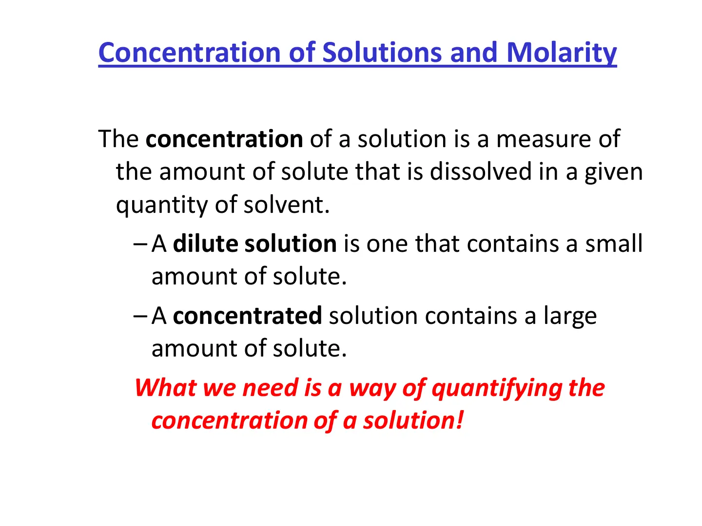 غلاف تقرير Concentration of Solutions and Molarity