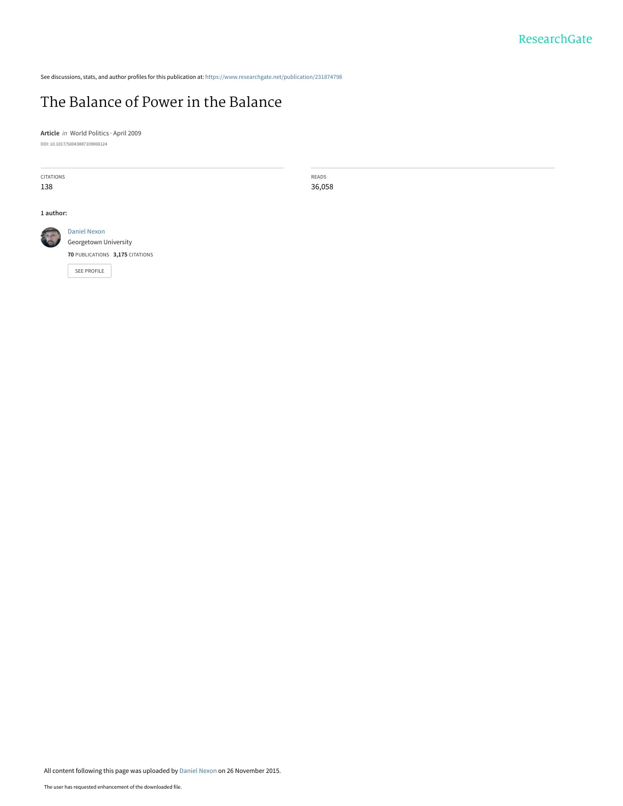 غلاف تقرير The Balance of Power in the Balance