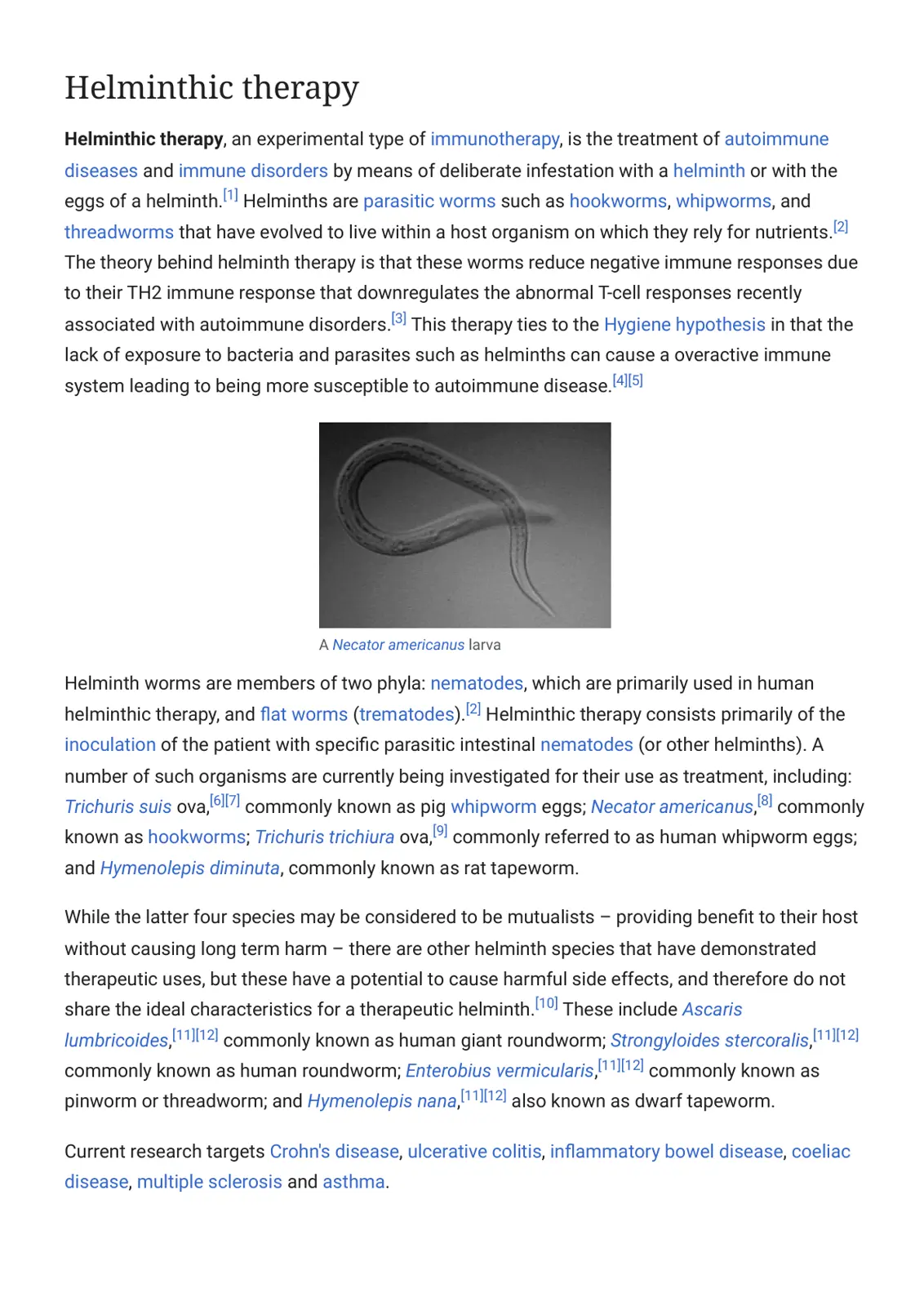 غلاف تقرير Helminthic Therapy