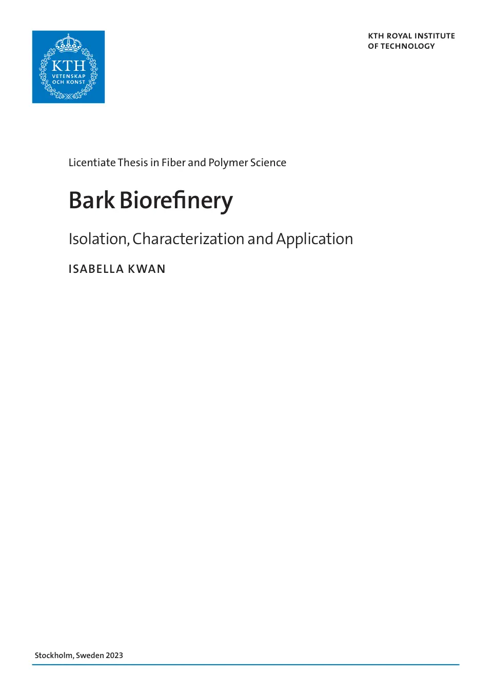 غلاف تقرير Bark Biorefinery Isolation, Characterization and Application