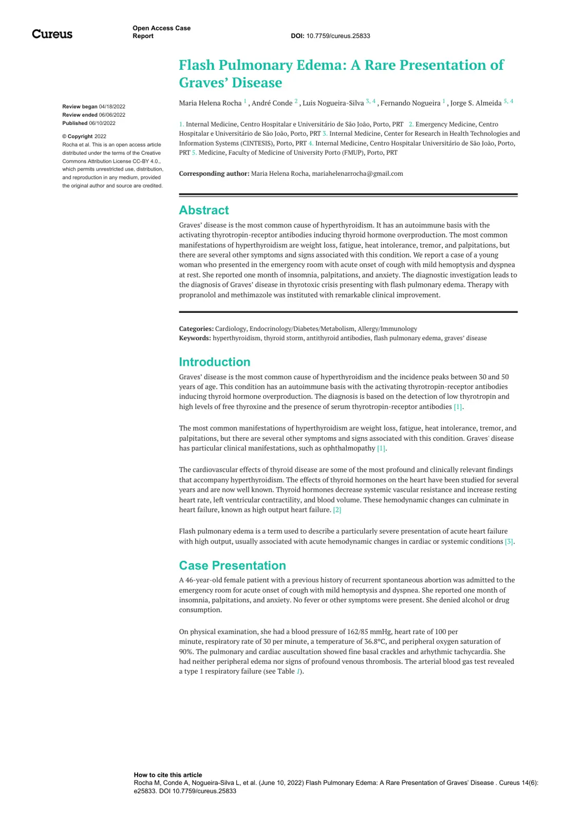 غلاف تقرير Flash Pulmonary Edema: A Rare Presentation of Graves' Disease