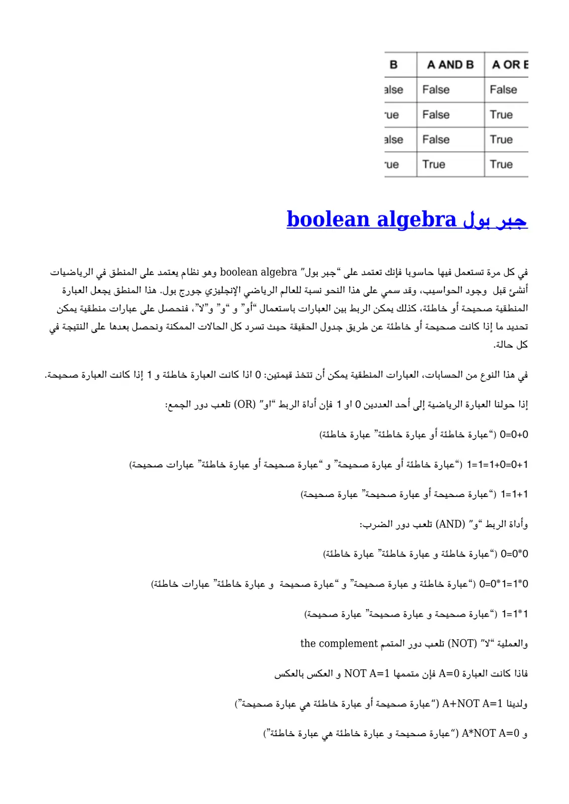 غلاف تقرير جبر بول Boolean Algebra