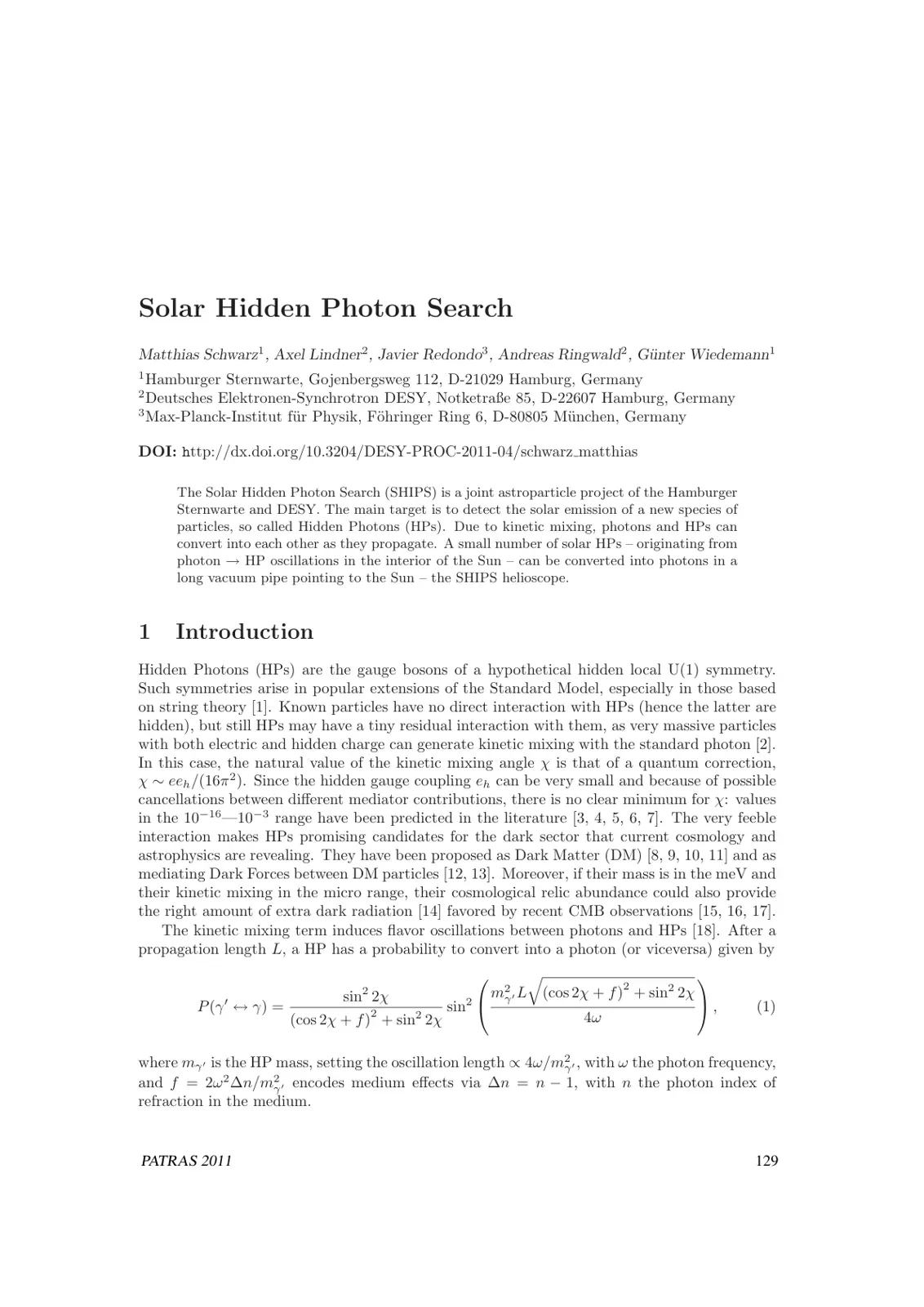 غلاف تقرير Solar Hidden Photon Search