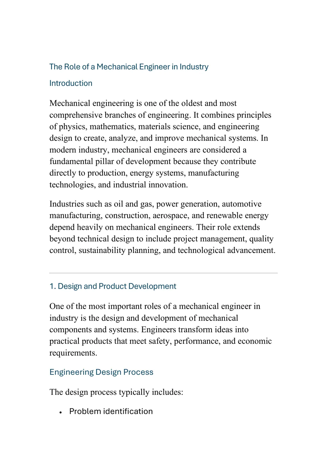 غلاف تقرير The Role of a Mechanical Engineer in Industry