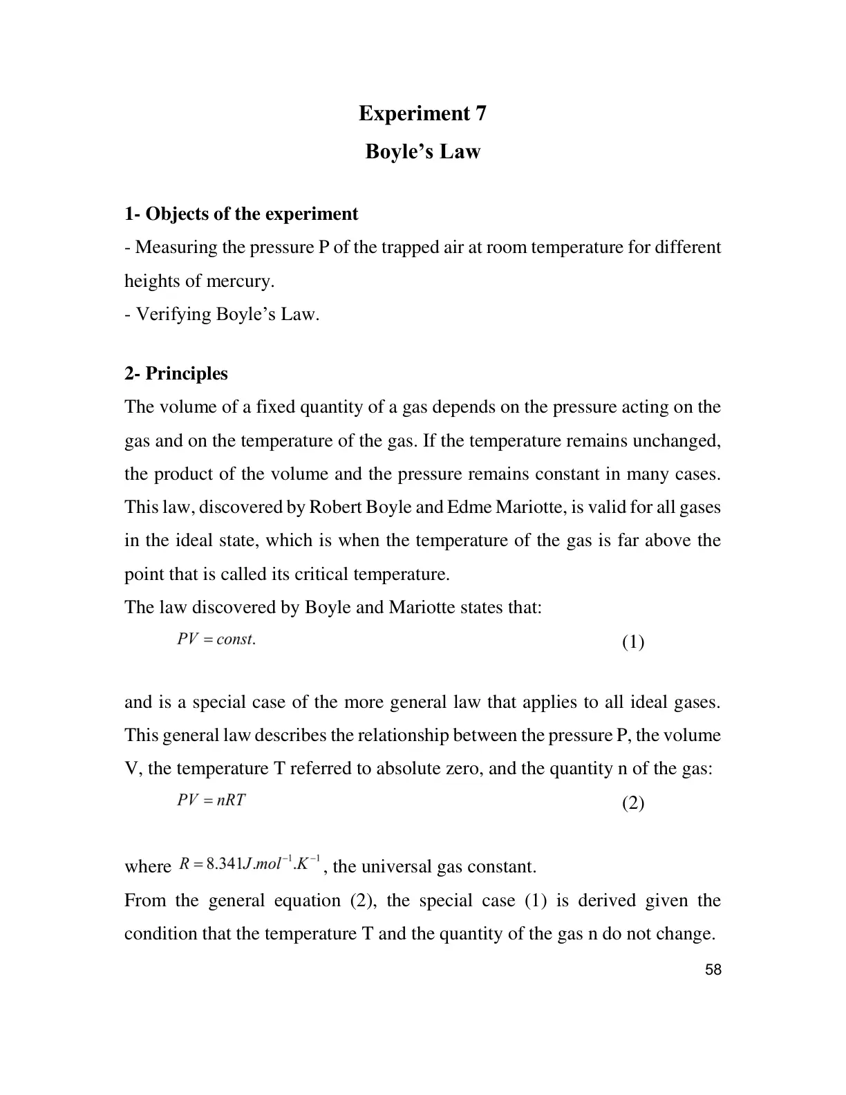 غلاف تقرير Experiment 7: Boyle's Law