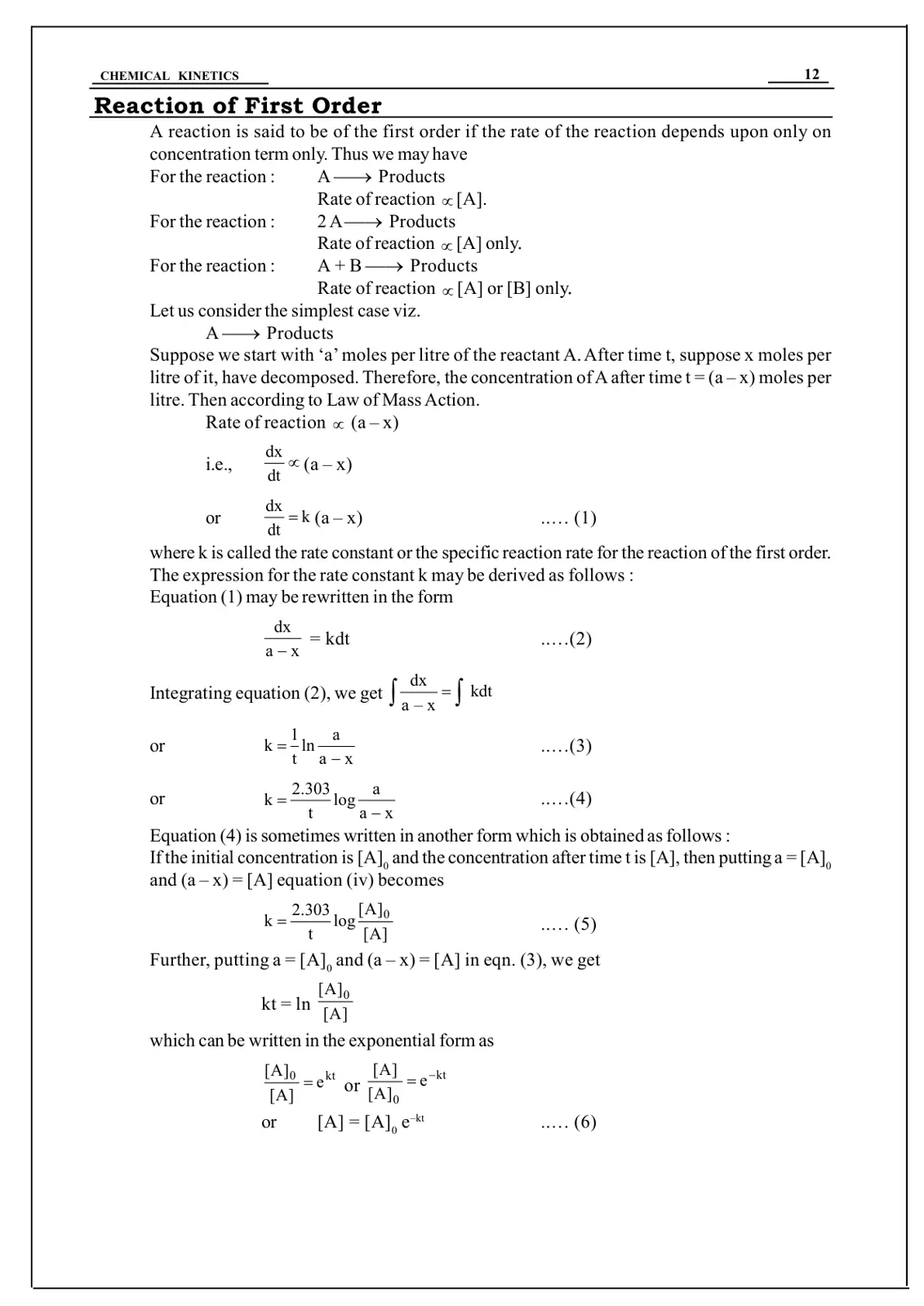 غلاف تقرير Chemical Kinetics - Reaction of First Order