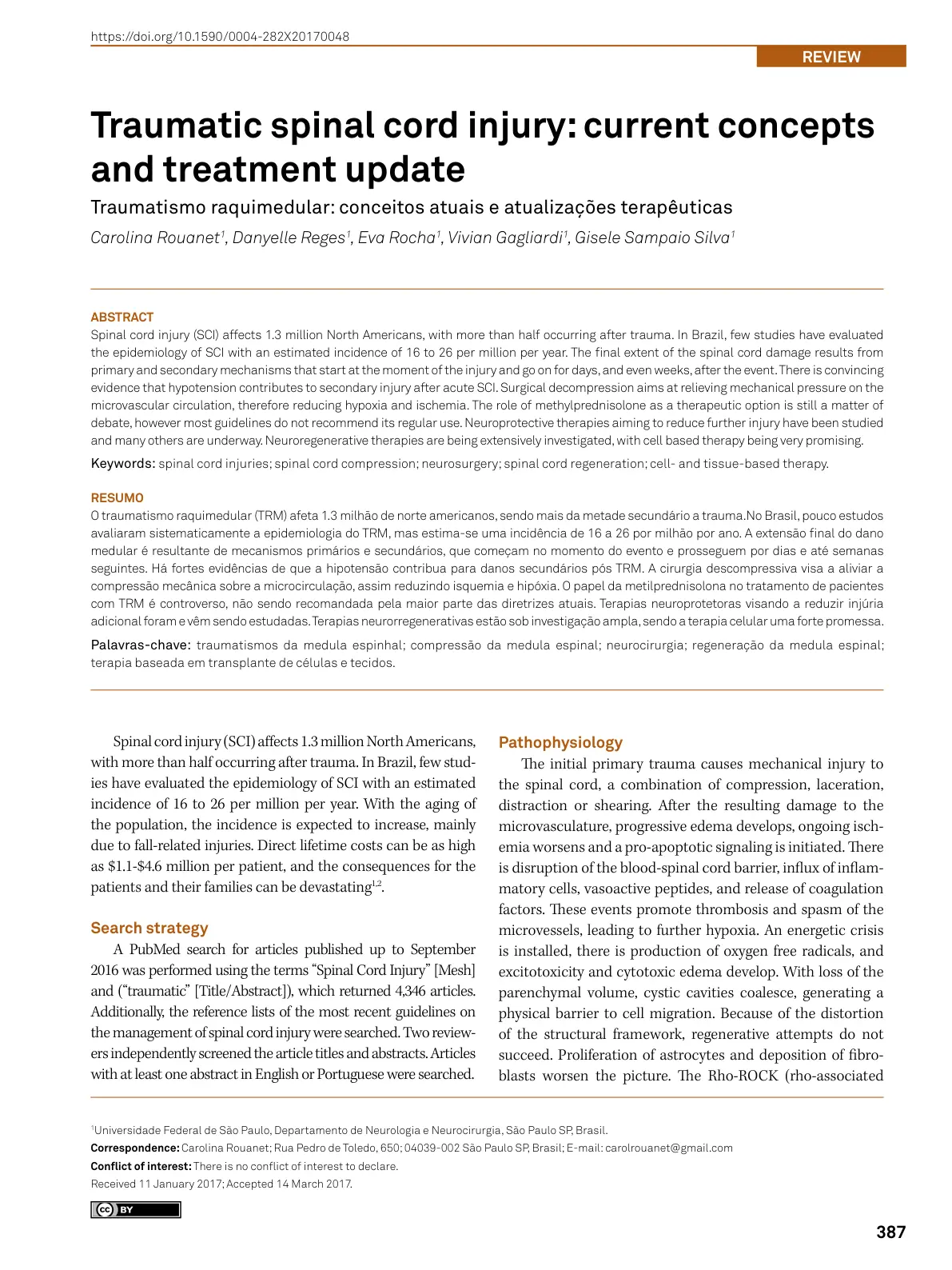 غلاف تقرير Traumatic Spinal Cord Injury: Current Concepts and Treatment Update