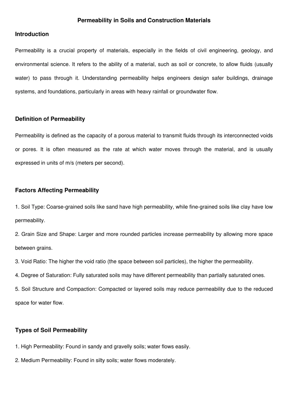 غلاف تقرير Permeability in Soils and Construction Materials