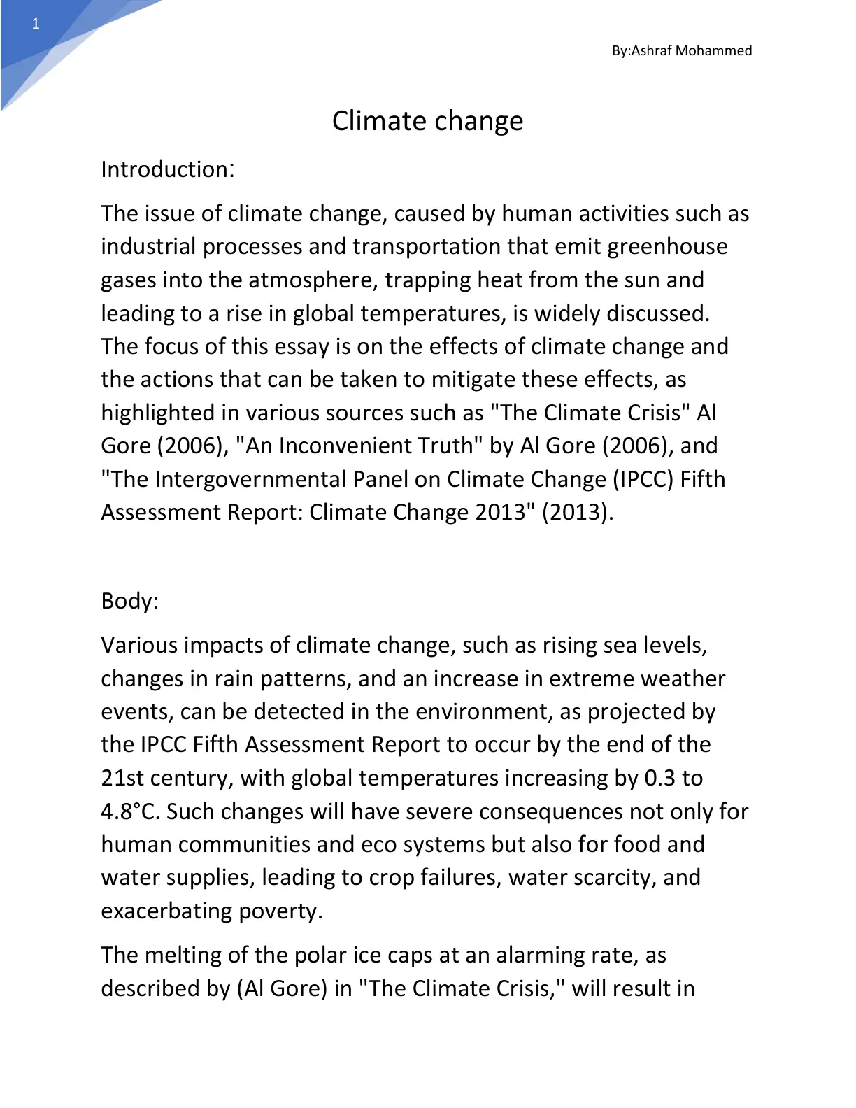 غلاف تقرير Climate change