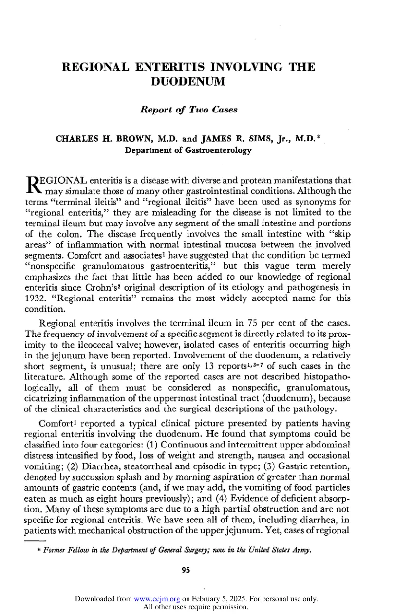 غلاف تقرير REGIONAL ENTERITIS INVOLVING THE DUODENUM Report of Two Cases