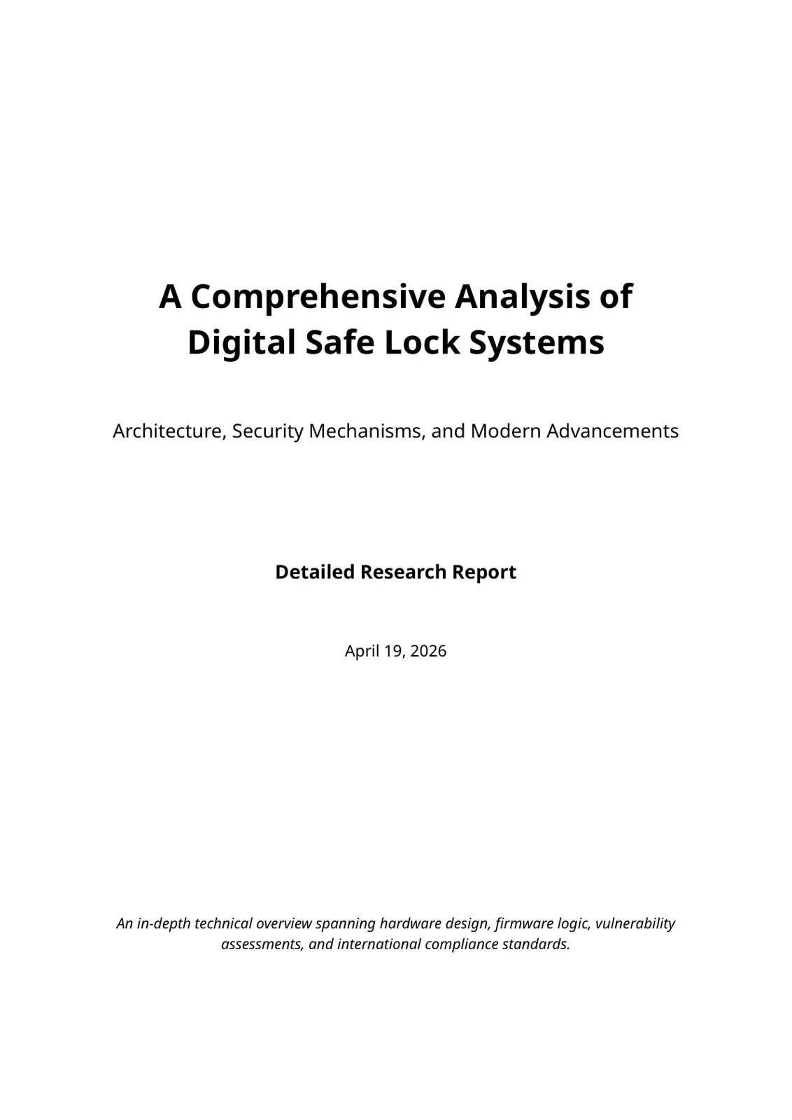 غلاف تقرير A Comprehensive Analysis of Digital Safe Lock Systems