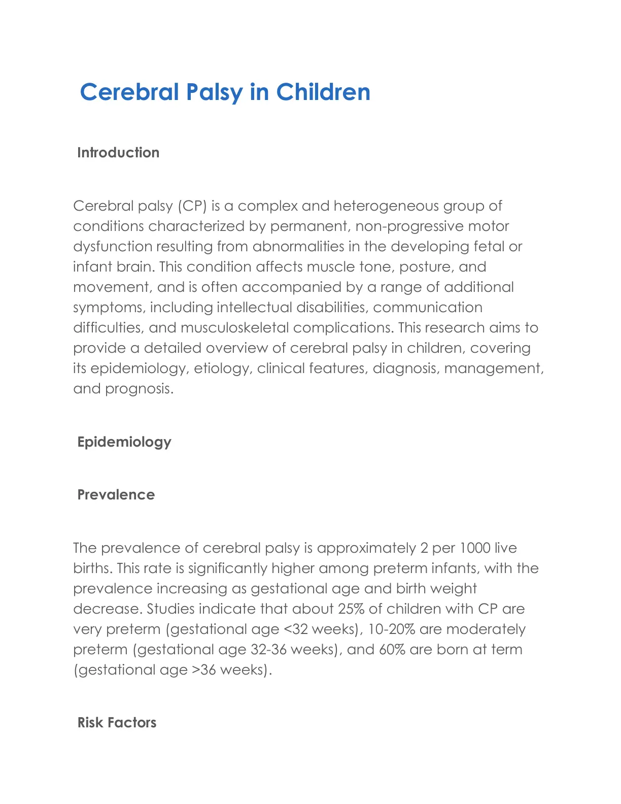 غلاف تقرير Cerebral Palsy in Children