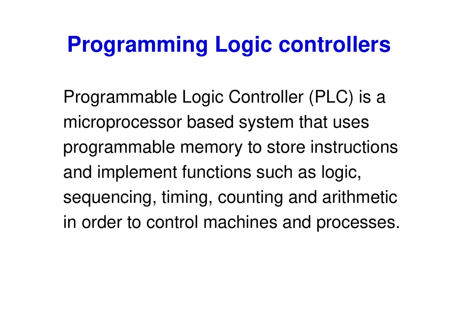 غلاف تقرير Programming Logic controllers