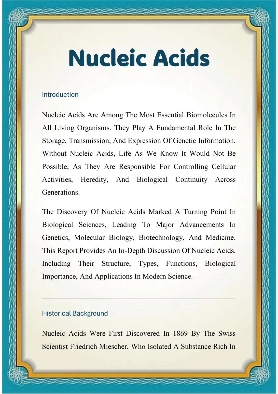 غلاف تقرير Nucleic Acids