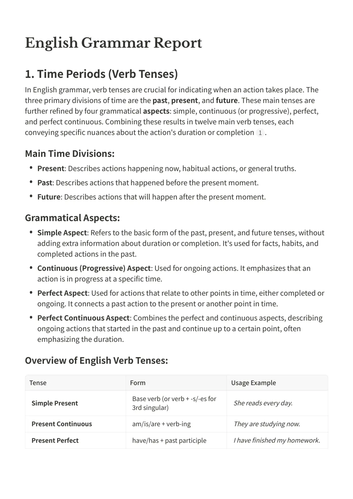 غلاف تقرير English Grammar Report
