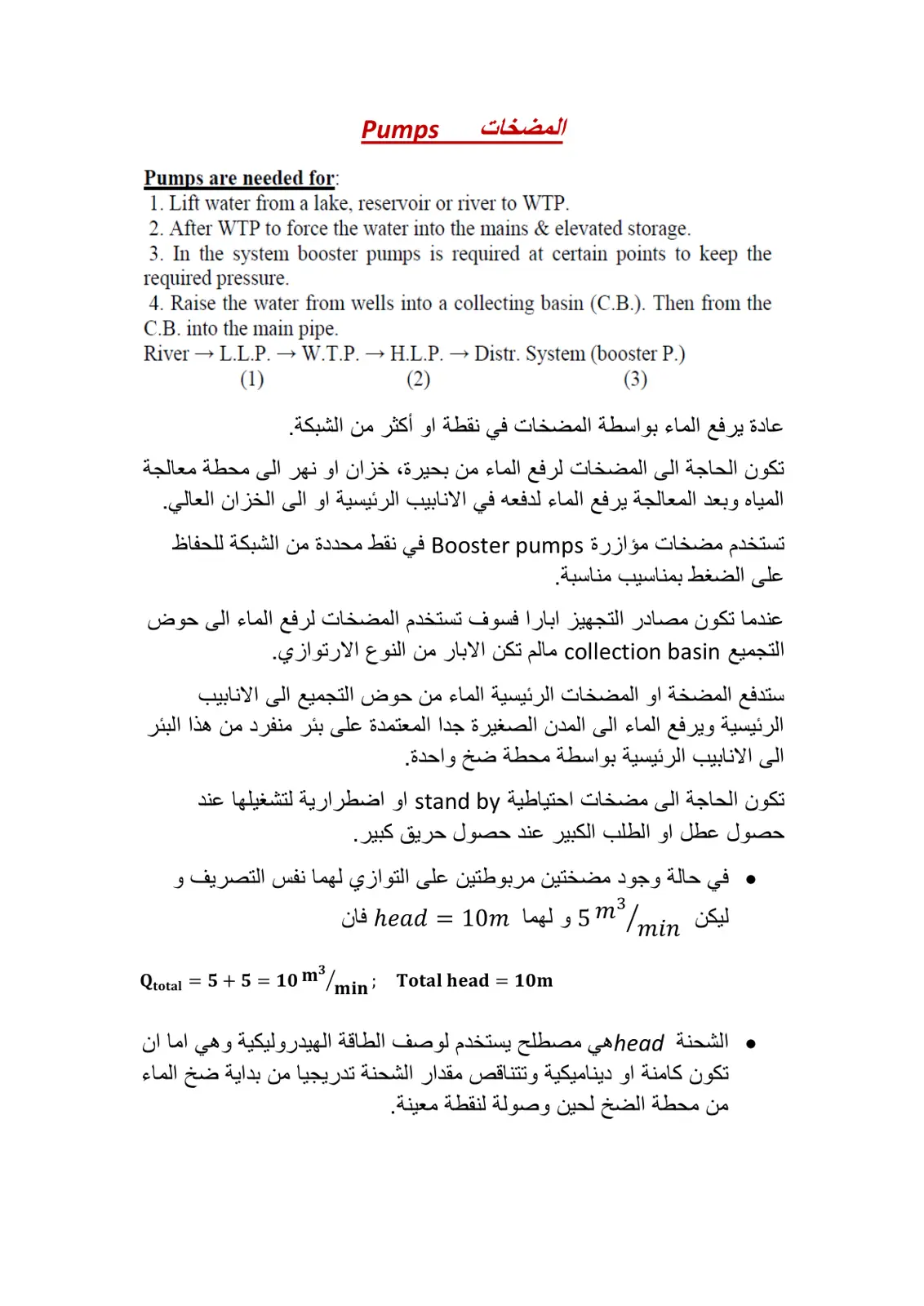 غلاف تقرير Pumps
المضخات