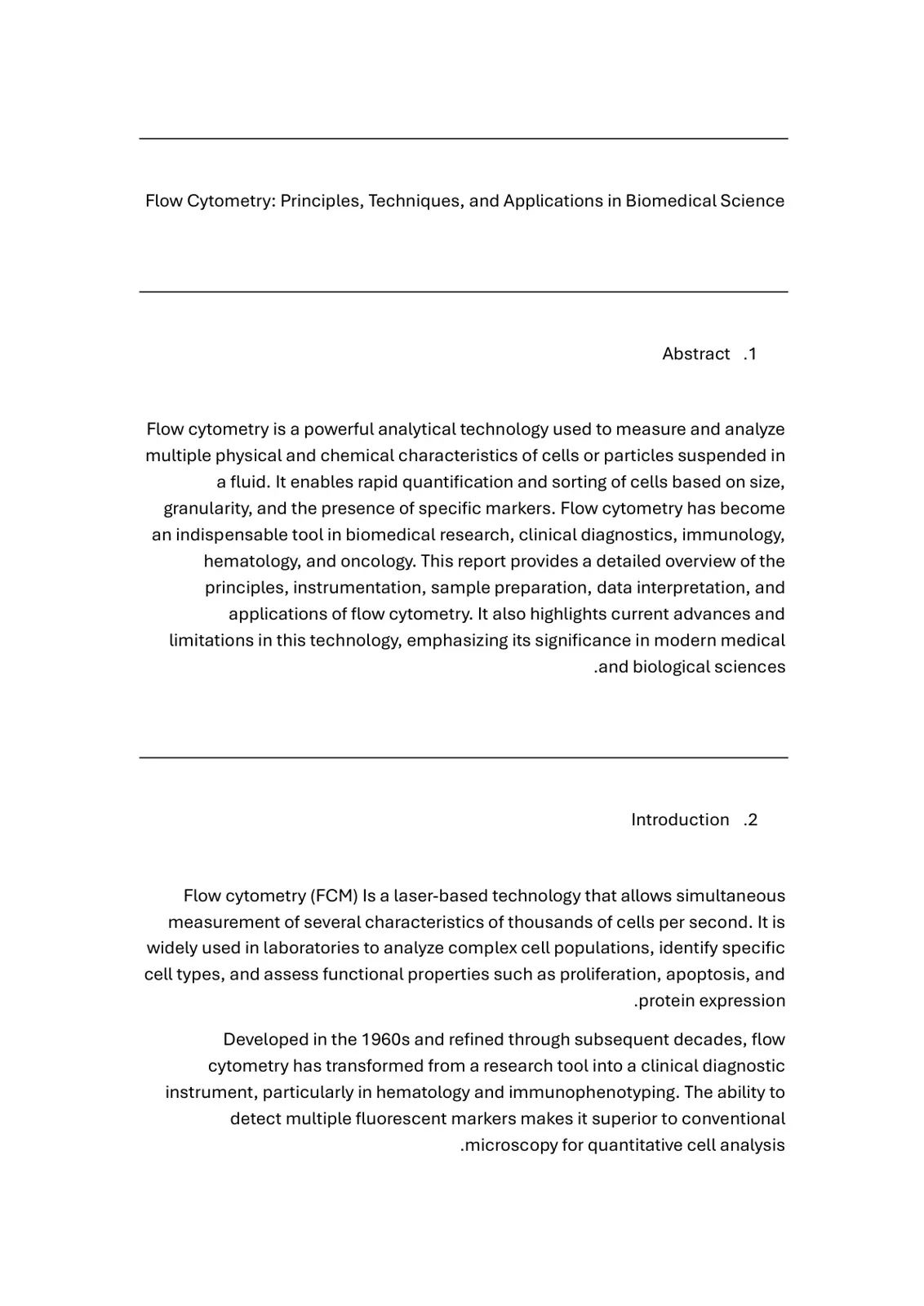 غلاف تقرير Flow Cytometry: Principles, Techniques, and Applications in Biomedical Science