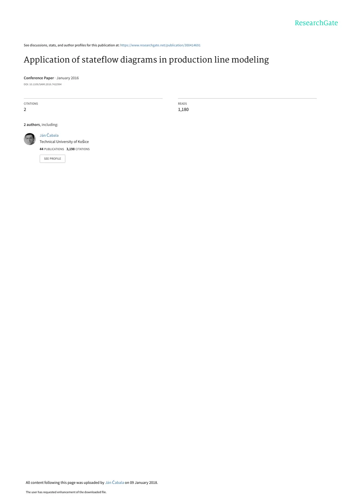 غلاف تقرير Application of stateflow diagrams in production line modeling