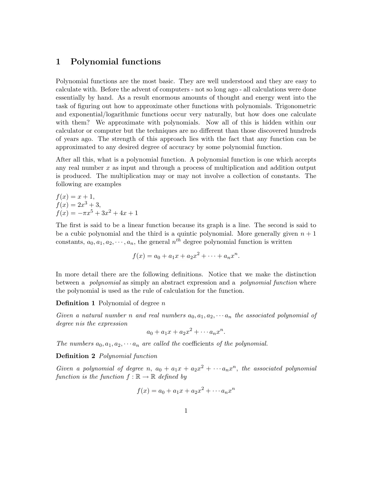غلاف تقرير Polynomial functions