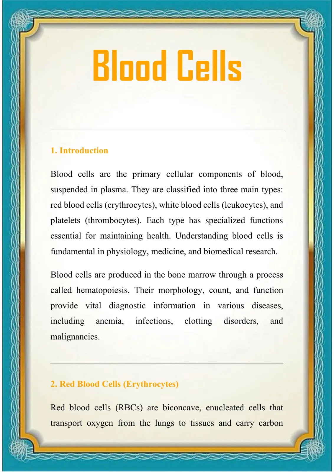 غلاف تقرير Blood Cells