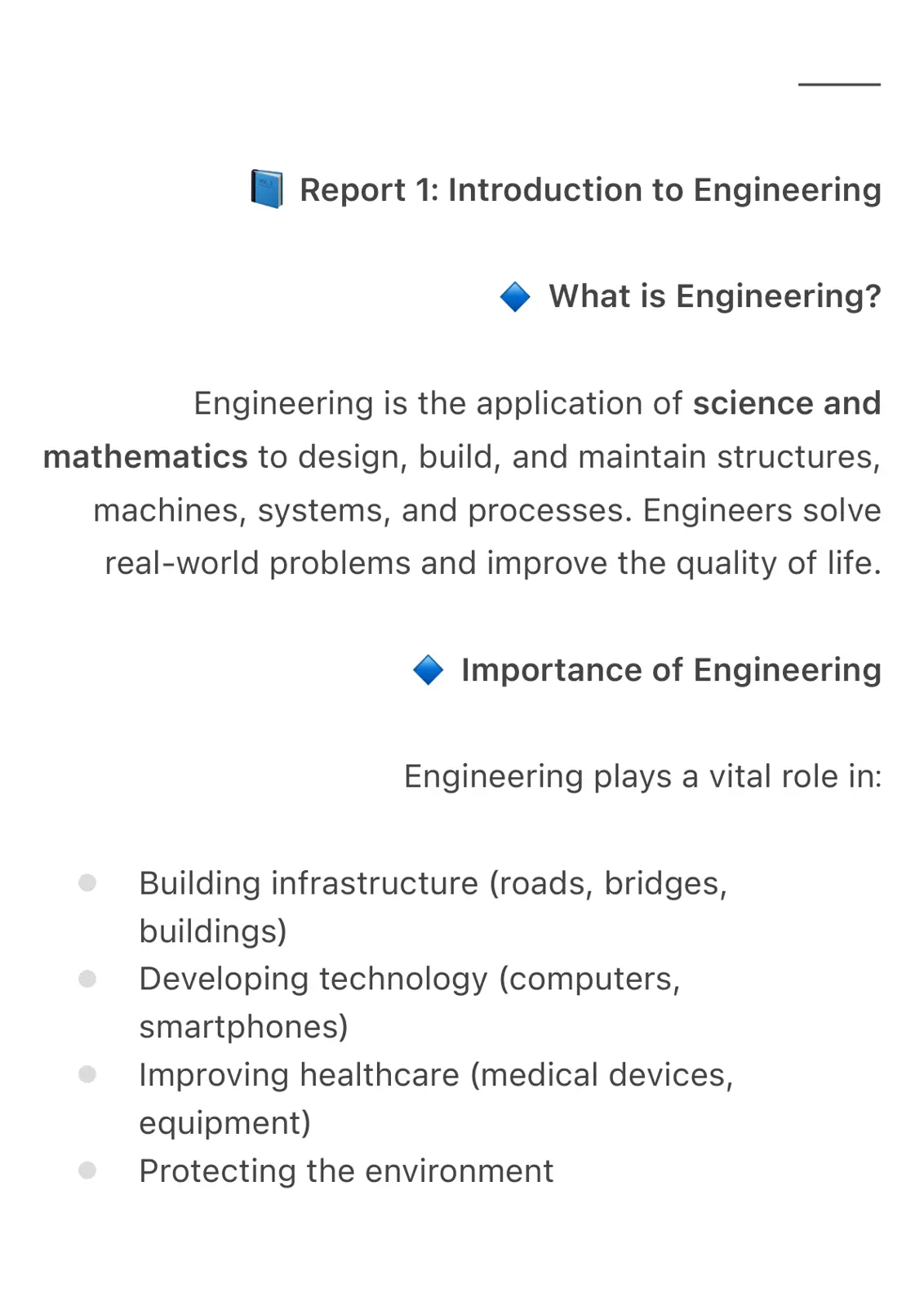 غلاف تقرير Report 1: Introduction to Engineering
