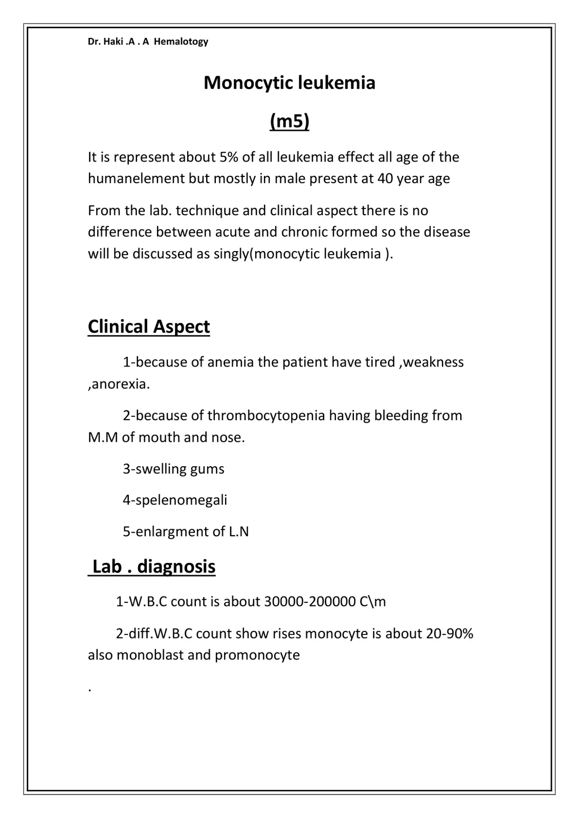 غلاف تقرير Monocytic leukemia (m5)