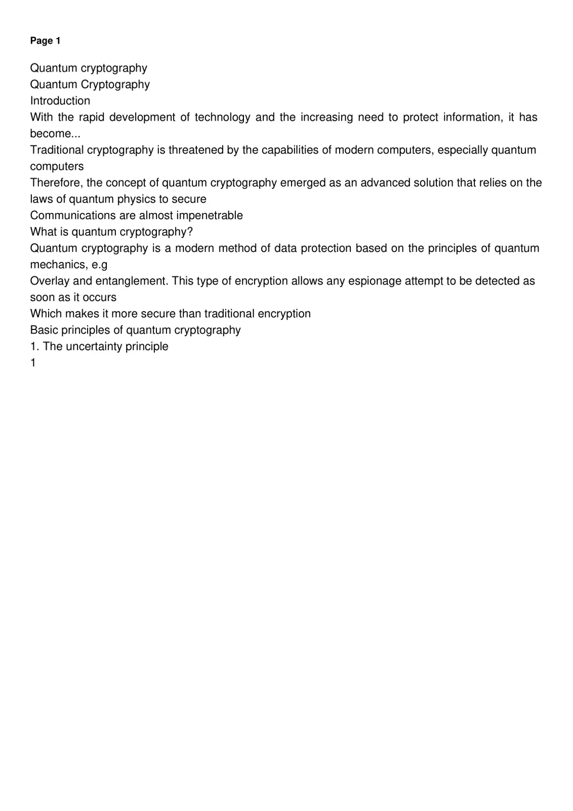 غلاف تقرير Quantum Cryptography