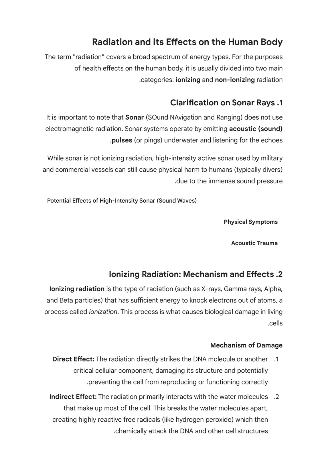 غلاف تقرير Radiation and its Effects on the Human Body