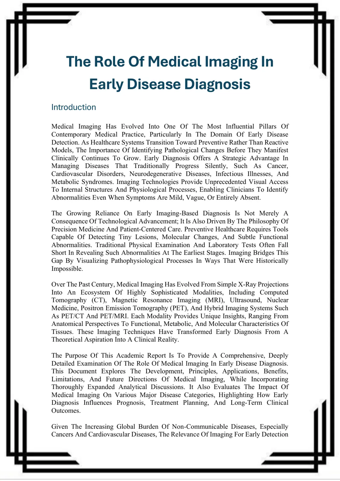 غلاف تقرير The Role Of Medical Imaging In Early Disease Diagnosis