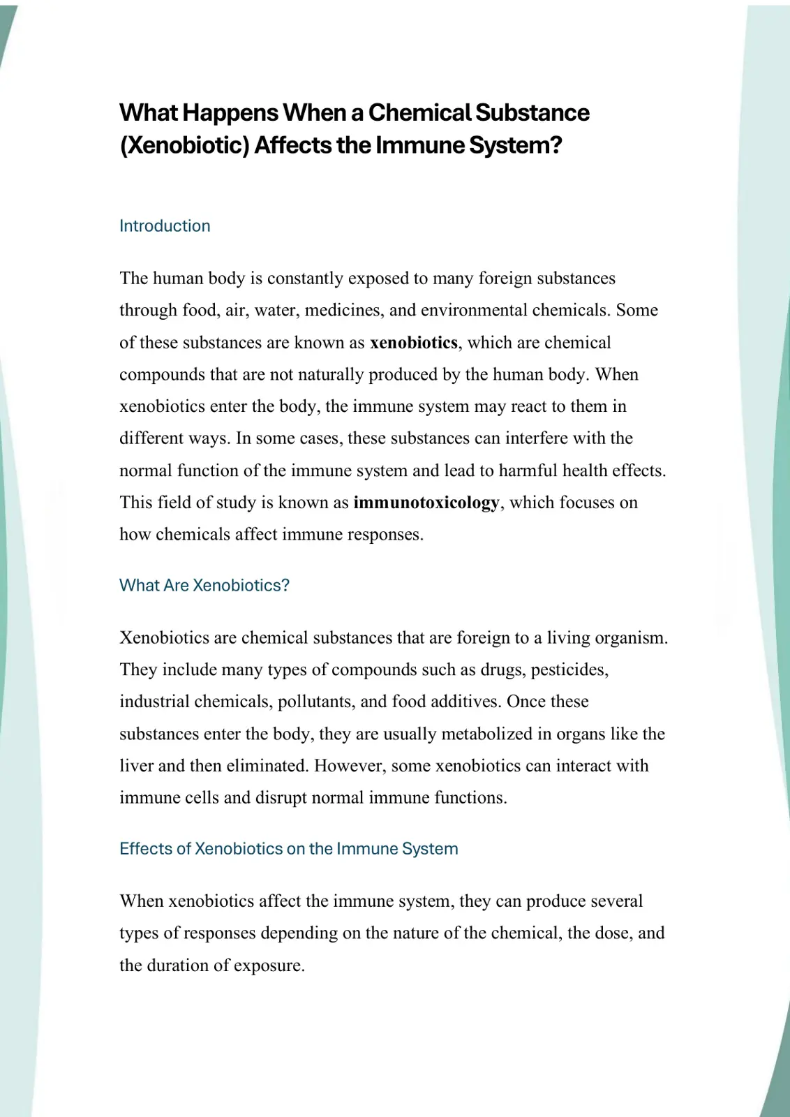 غلاف تقرير What Happens When a Chemical Substance (Xenobiotic) Affects the Immune System?