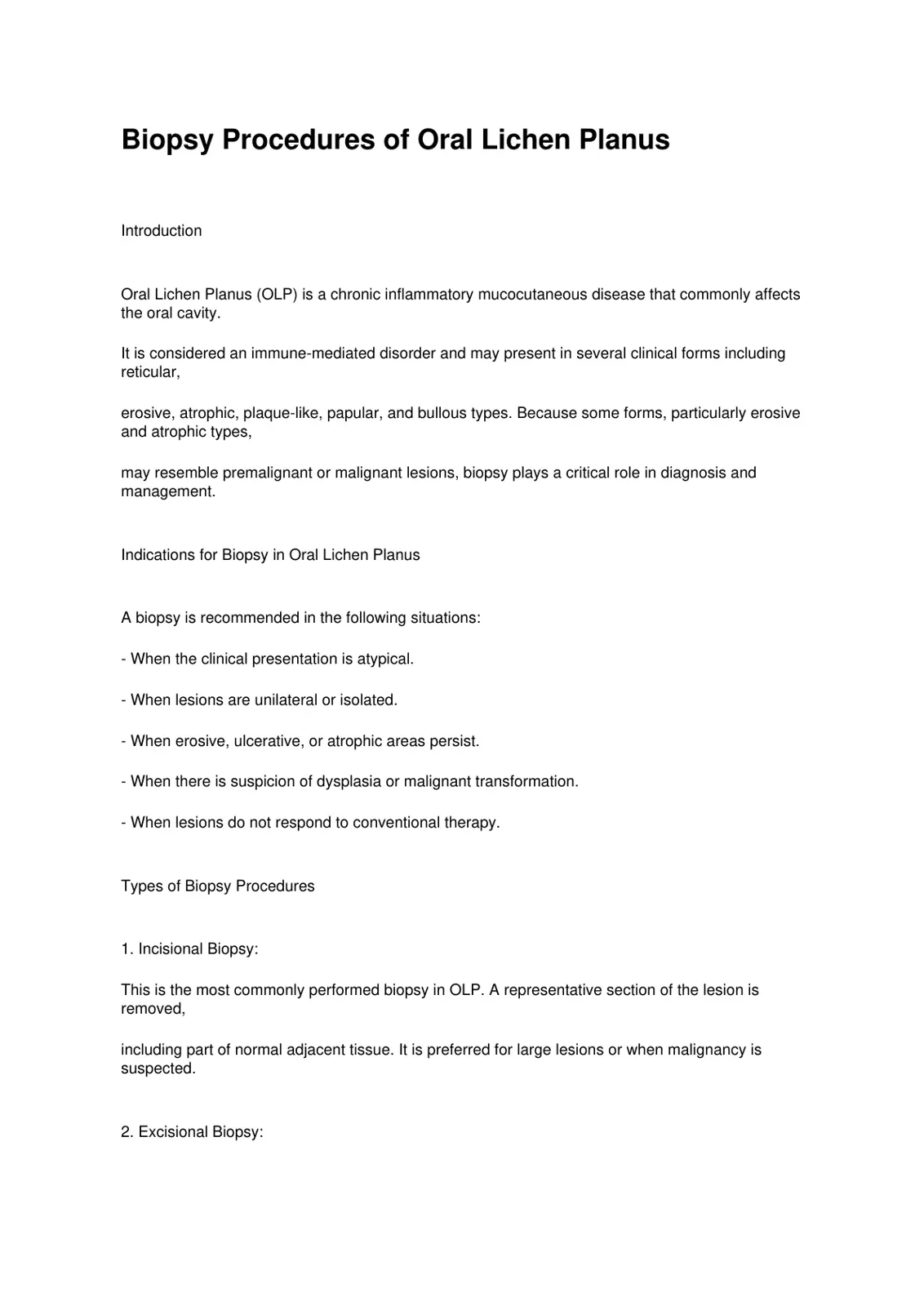 غلاف تقرير Biopsy Procedures of Oral Lichen Planus