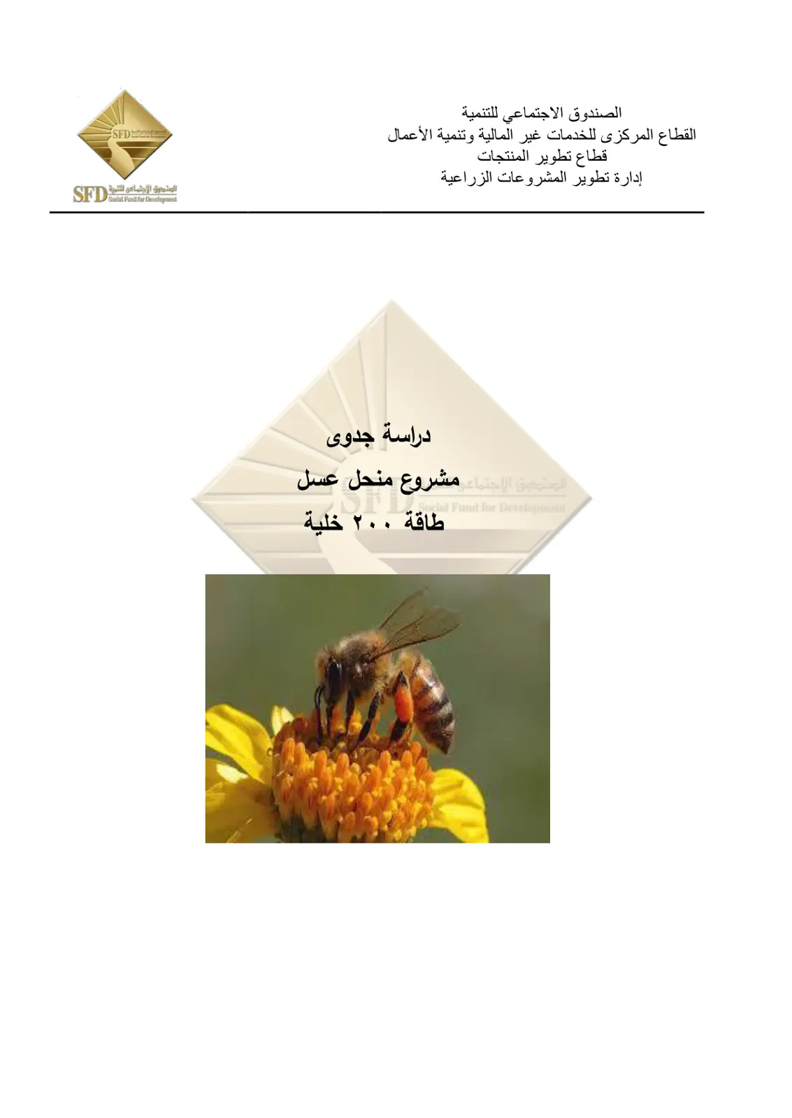 غلاف تقرير دراسة جدوى مشروع منحل عسل