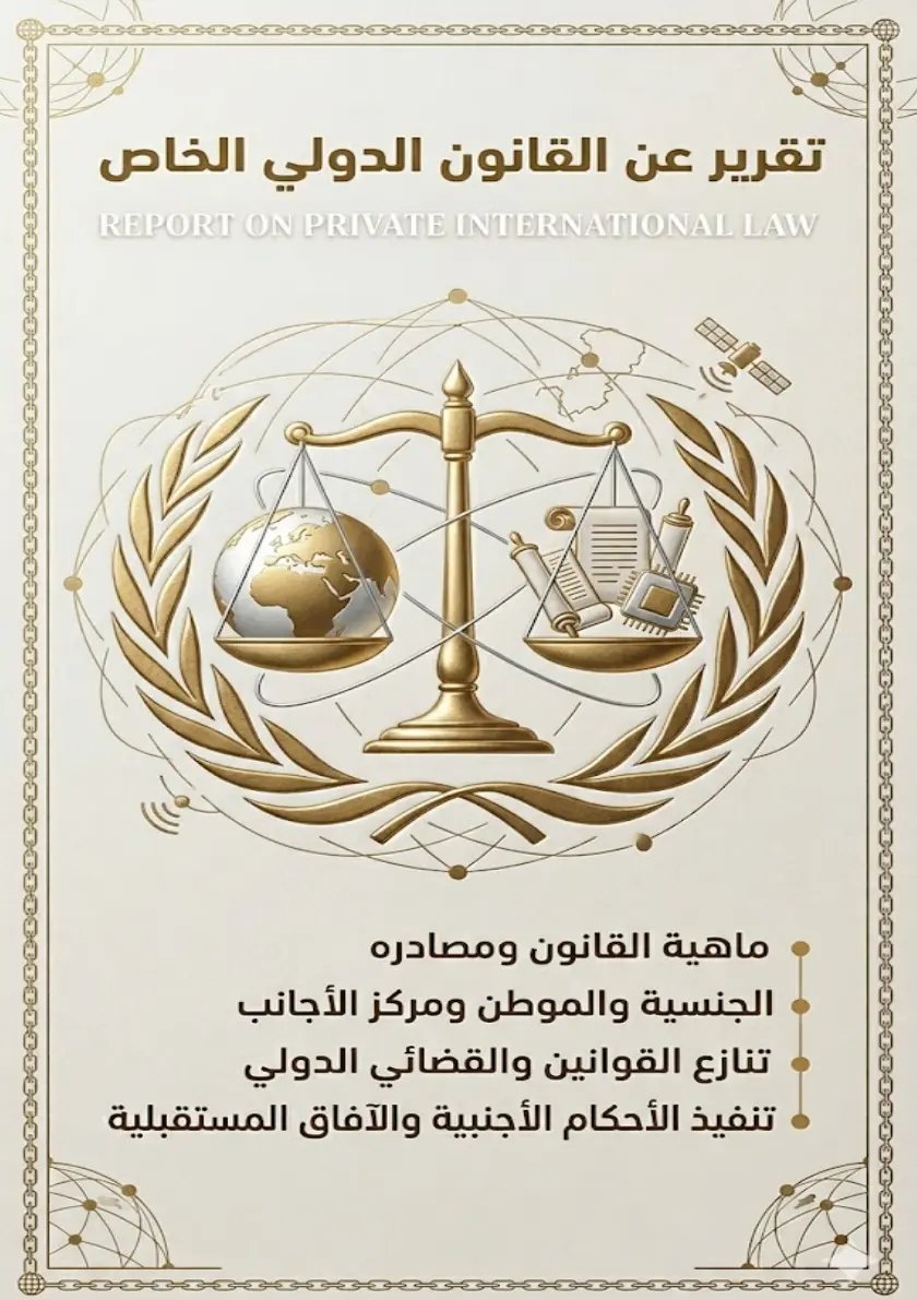 غلاف تقرير تقرير عن القانون الدولي الخاص