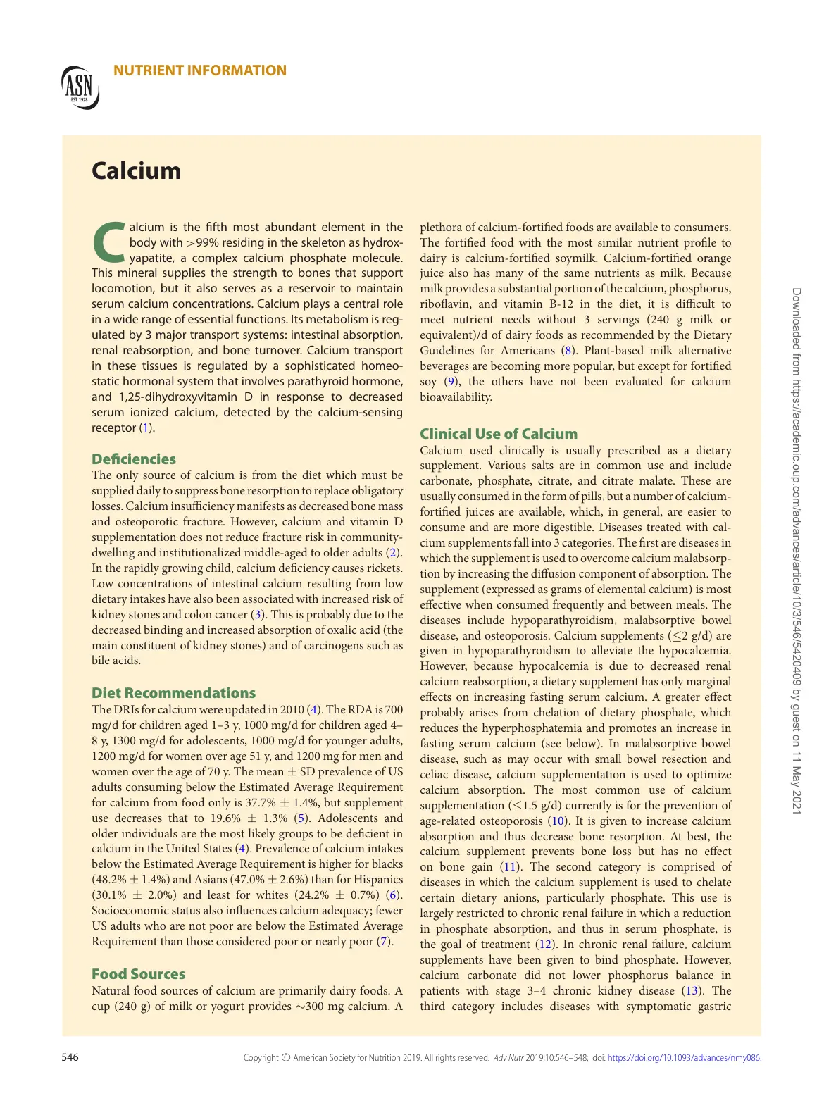 غلاف تقرير Calcium