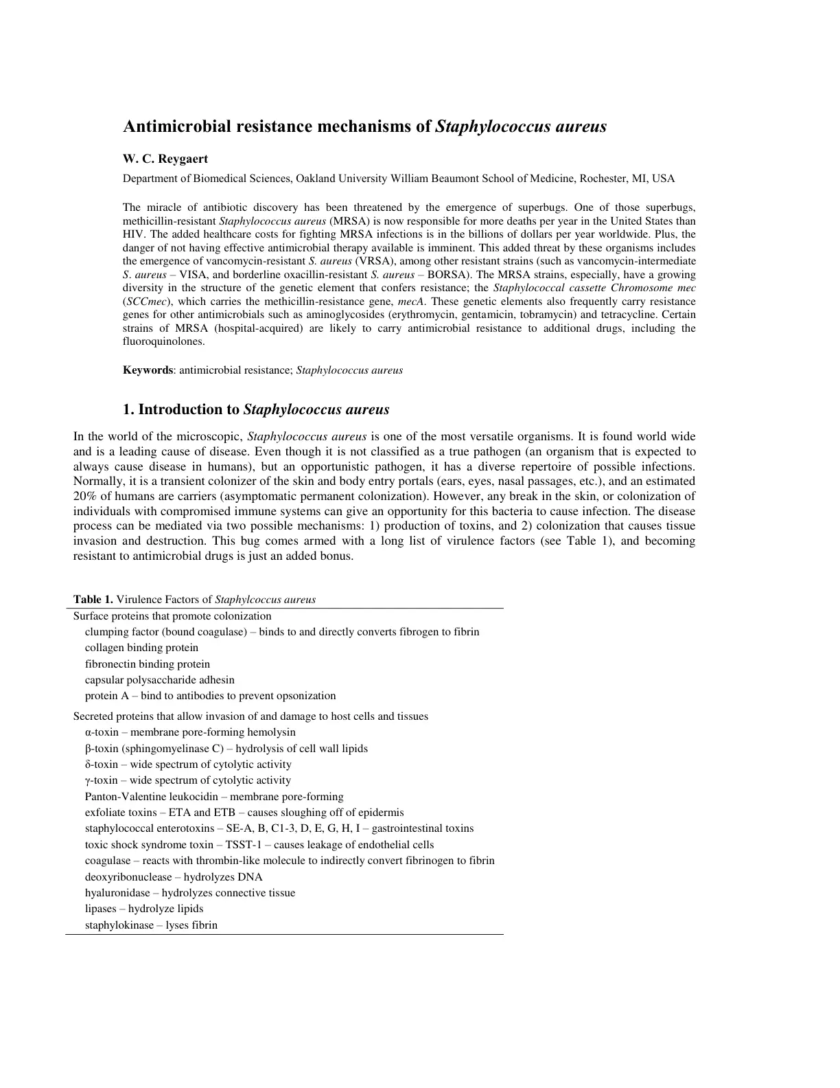 غلاف تقرير Antimicrobial resistance mechanisms of Staphylococcus aureus