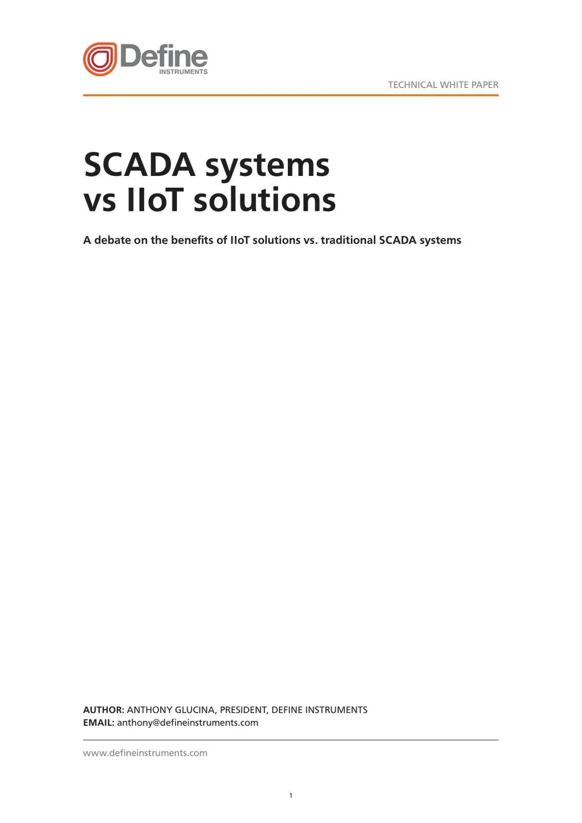 غلاف تقرير SCADA Systems vs IIoT Solutions: A Technical White Paper